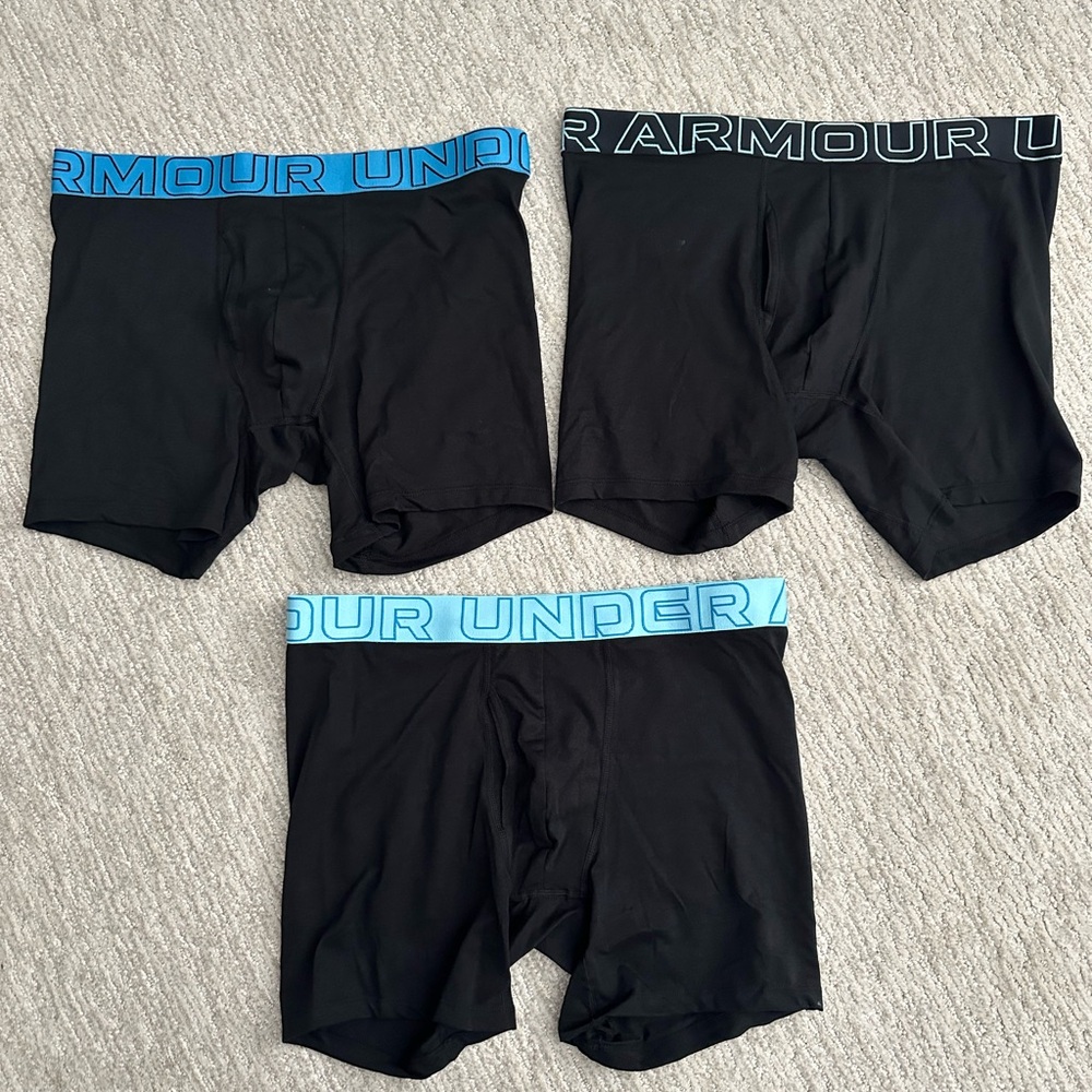 Under Armour Men's Black Boxer Briefs with Comfy Waistband - 3 Pack